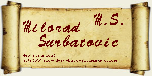 Milorad Šurbatović vizit kartica